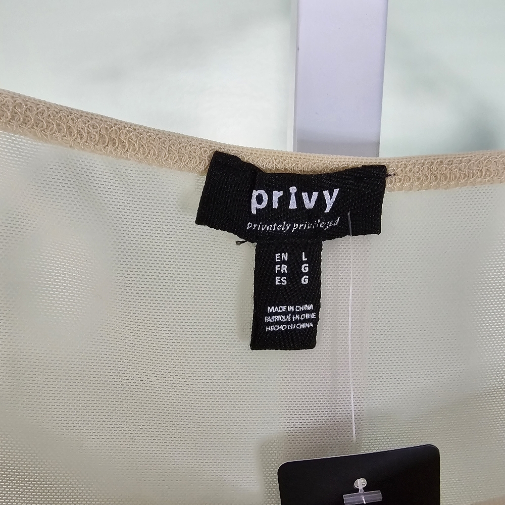 Privy Meshin Up Mesh Long Sleeved Bodysuit Cream Size Large - Picture 3 of 8
